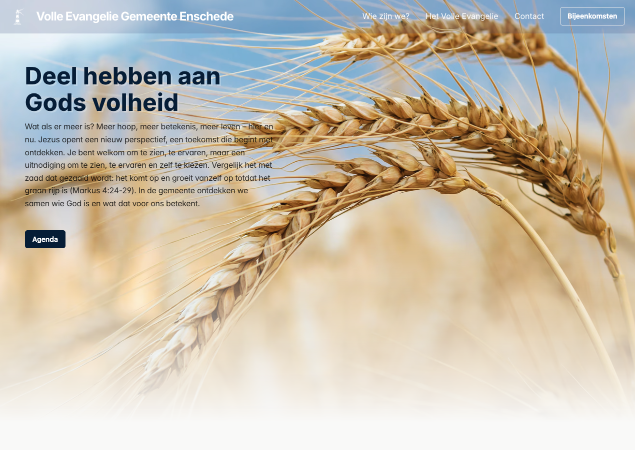 Website project Volle Evangelie Gemeente Enschede door Netlura