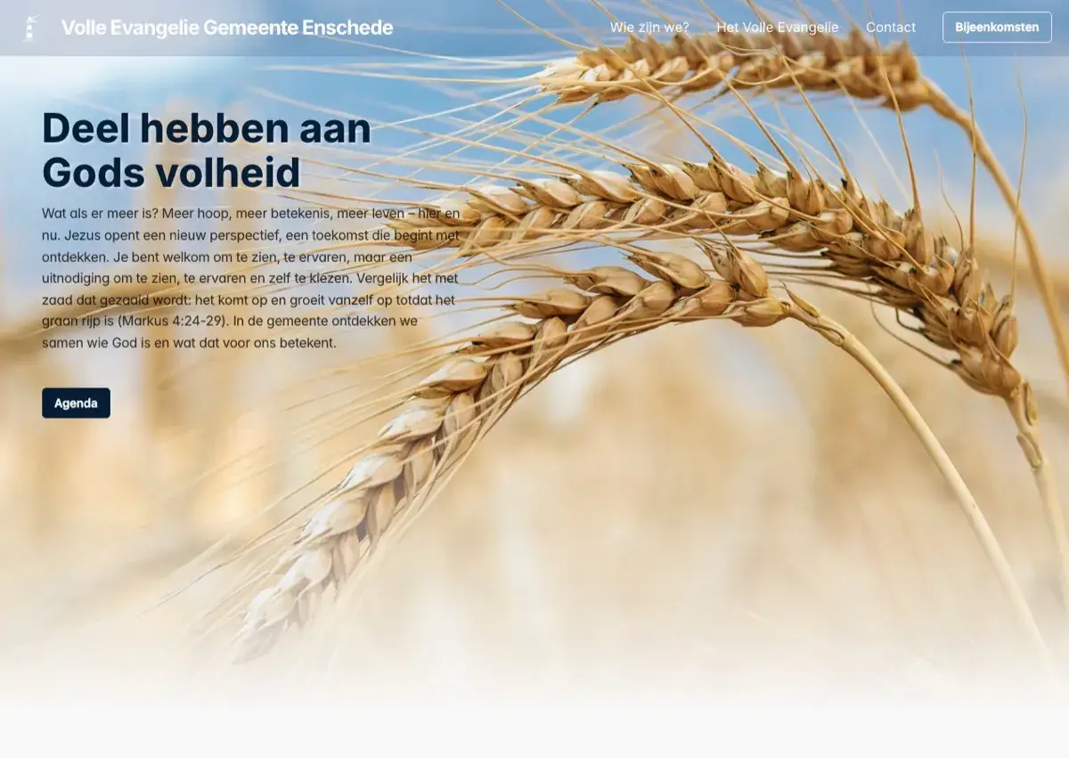 Website project Volle Evangelie Gemeente Enschede door Netlura